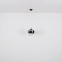 Lámpara colgante Maxy, Ø 48 cm, gris humo, cristal, 3 luces.