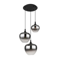 Lámpara colgante Maxy, Ø 48 cm, gris humo, cristal, 3 luces.
