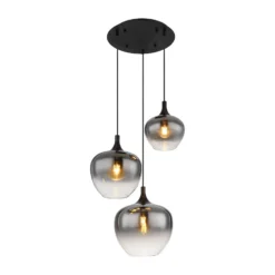 Lámpara colgante Maxy, Ø 48 cm, gris humo, cristal, 3 luces.