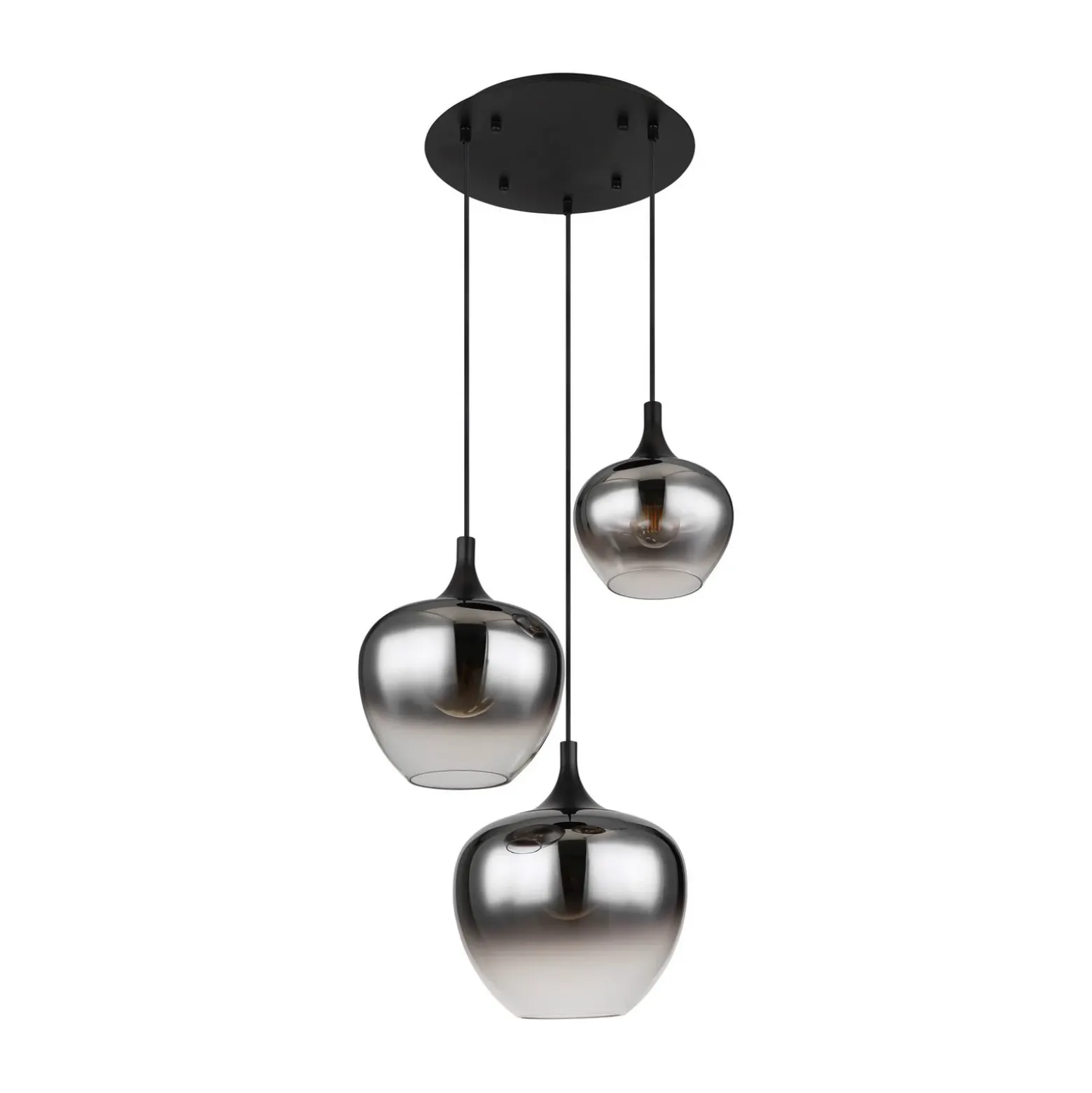 Lámpara colgante Maxy, Ø 48 cm, gris humo, cristal, 3 luces.