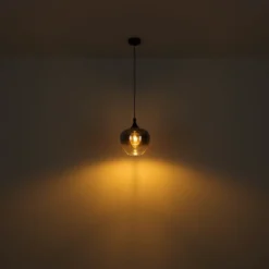 Lámpara colgante Maxy, Ø 48 cm, gris humo, cristal, 3 luces.