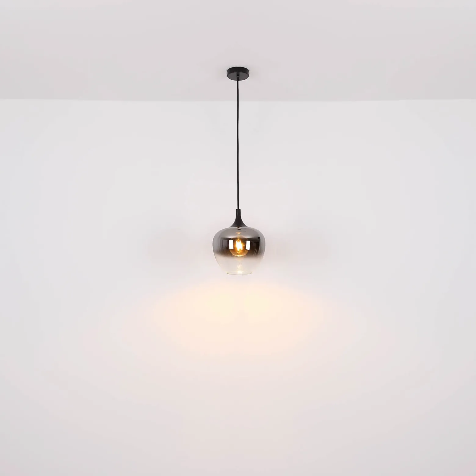 Lámpara colgante Maxy, Ø 48 cm, gris humo, cristal, 3 luces.