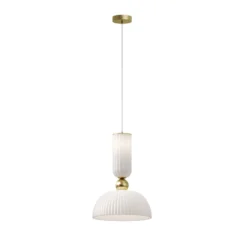 Lámpara colgante Maytoni Antic, blanco/dorado, Ø 30 cm, cristal, E27