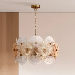 Lámpara colgante Maytoni Aster, cristal, Ø 62,6 cm, 8 x E14