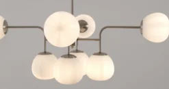 Lámpara colgante Maytoni Erich, color níquel, vidrio/metal, 8 luces.