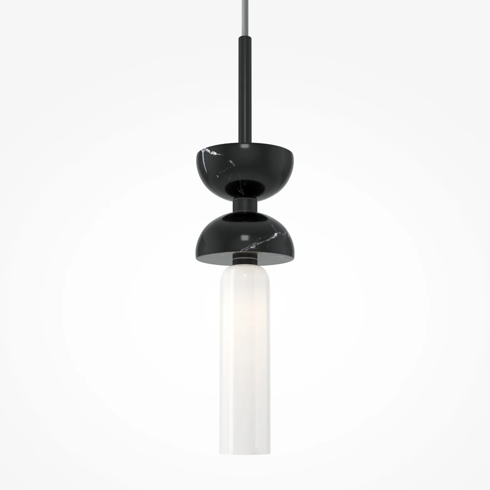 Lámpara colgante Maytoni Kyoto, negra, Ø 10 cm, mármol, cristal