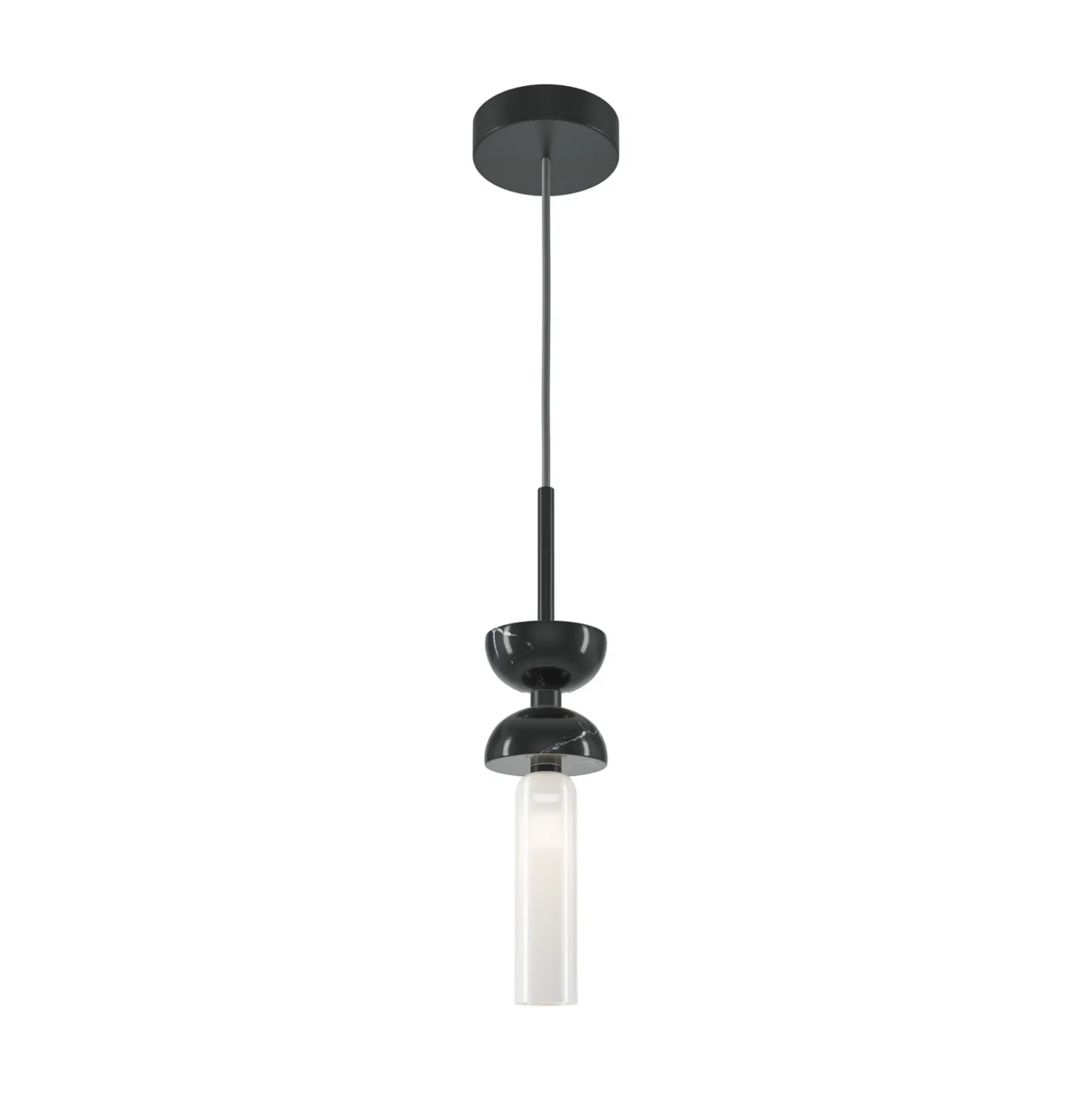 Lámpara colgante Maytoni Kyoto, negra, Ø 10 cm, mármol, cristal