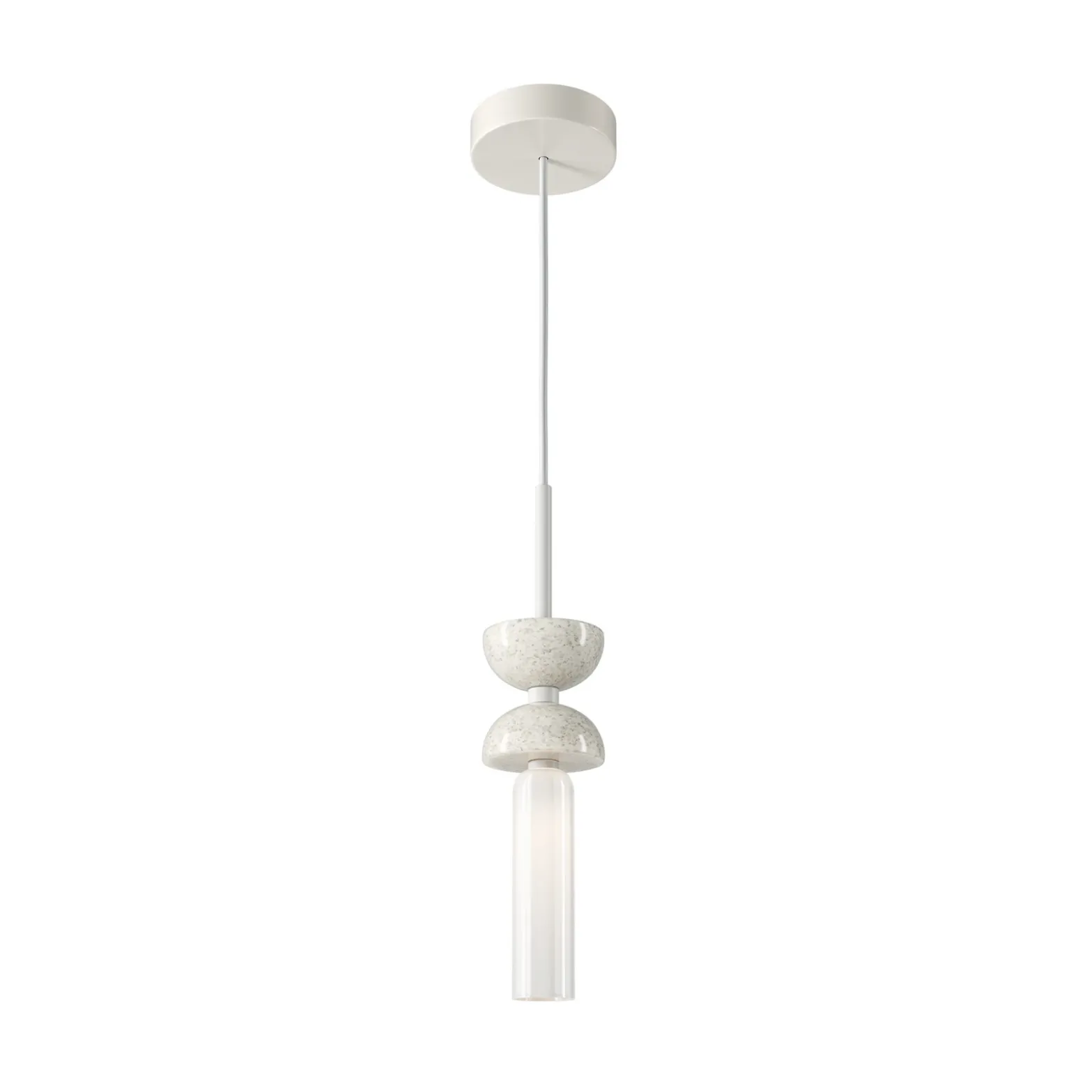 Lámpara colgante Maytoni Kyoto, blanca, Ø 10 cm, mármol, cristal
