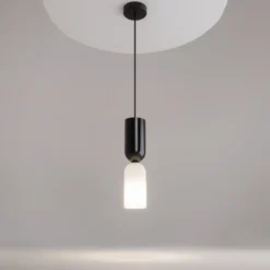 Lámpara colgante Maytoni Memory, negra, Ø 8 cm, cerámica, cristal