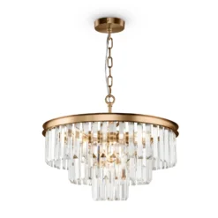 Lámpara colgante Maytoni Revero, latón, cristal, Ø 50 cm