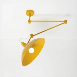 Lámpara colgante Melos, amarilla, Ø 36 cm, metal