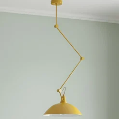 Lámpara colgante Melos, amarilla, Ø 36 cm, metal