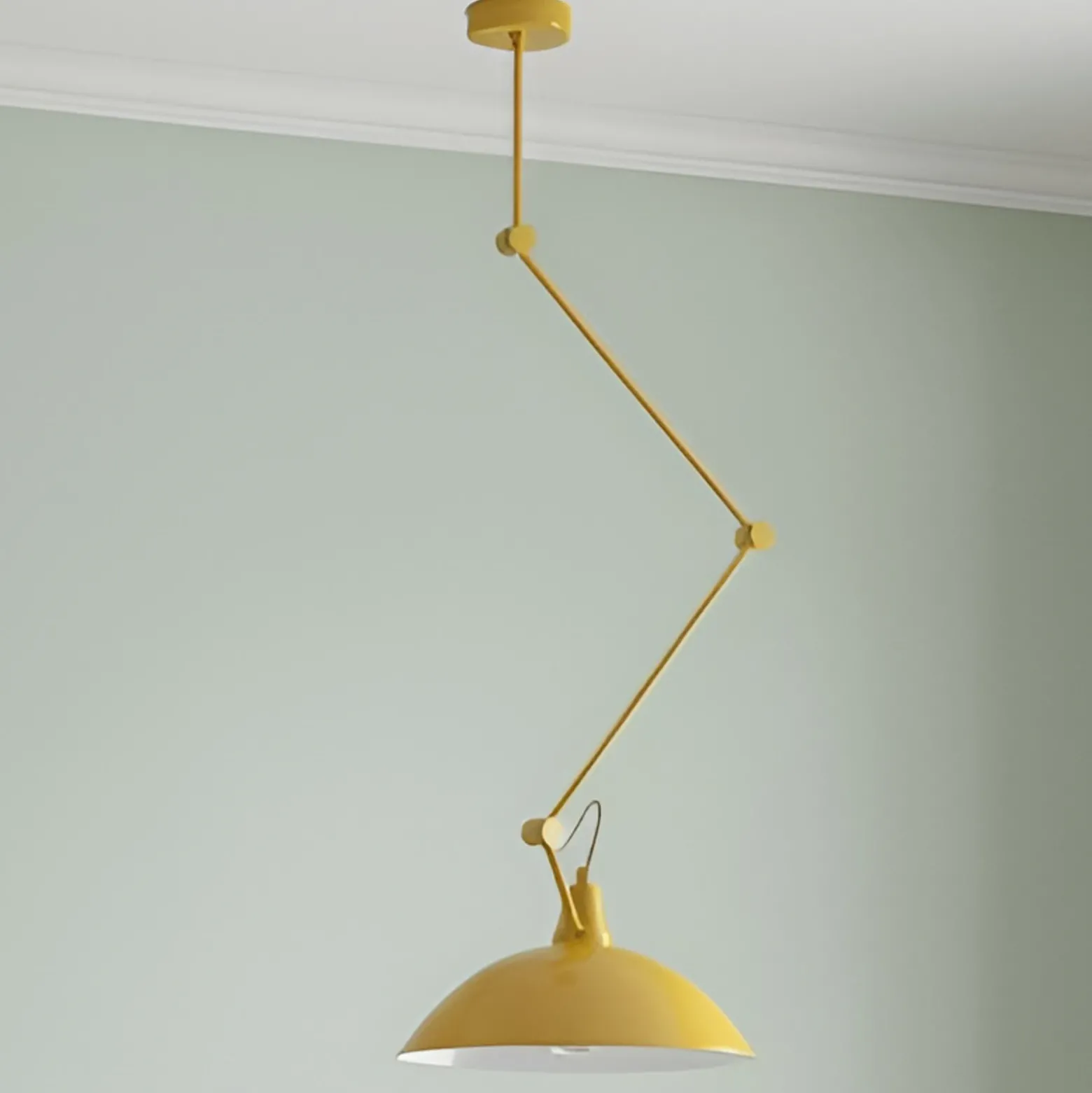 Lámpara colgante Melos, amarilla, Ø 36 cm, metal