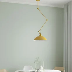 Lámpara colgante Melos, amarilla, Ø 36 cm, metal