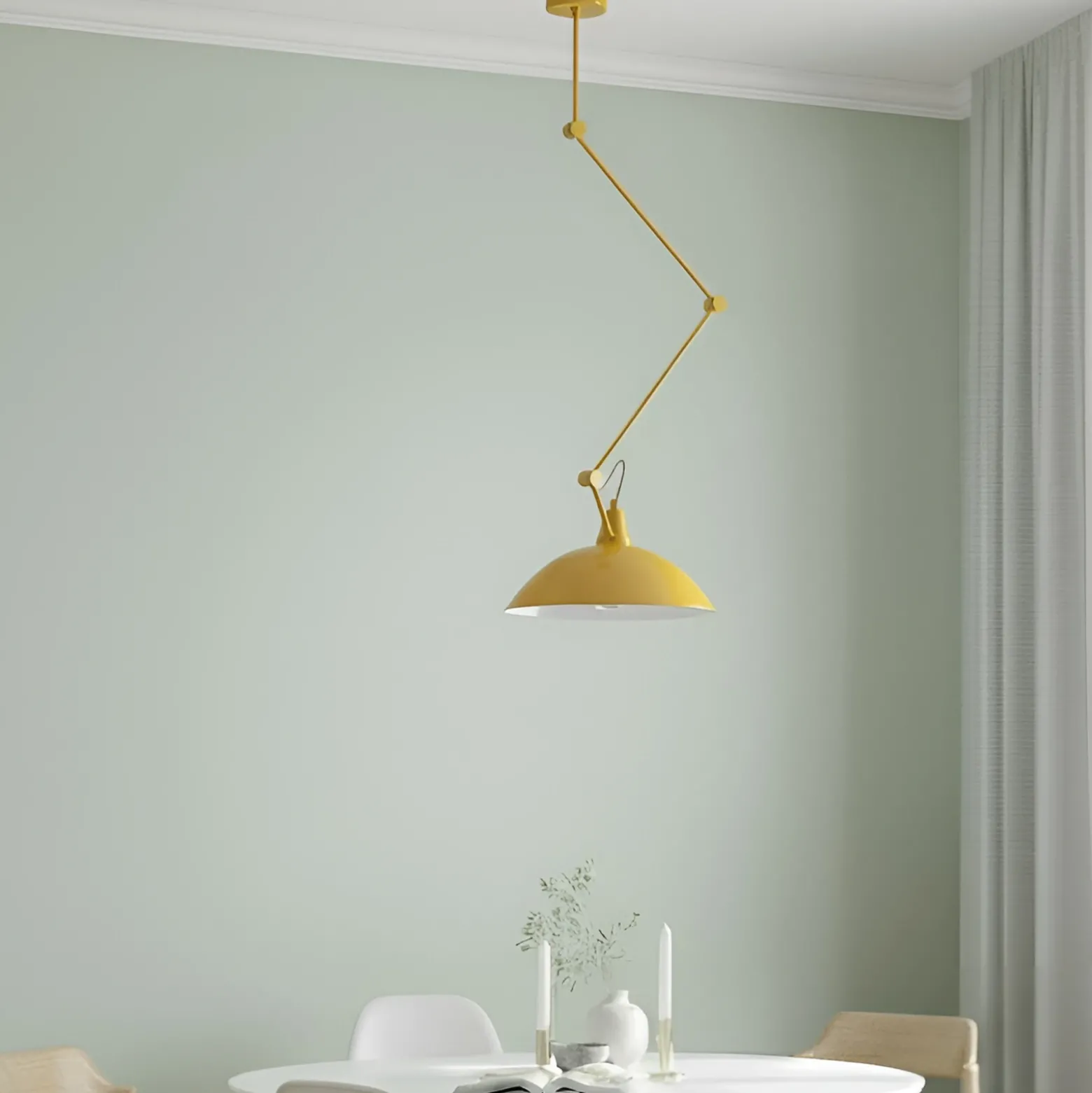 Lámpara colgante Melos, amarilla, Ø 36 cm, metal