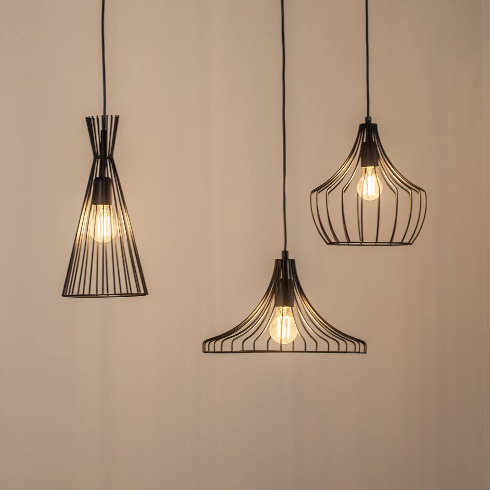 Lámpara colgante Mezopotamya N-1291 3 luces negro