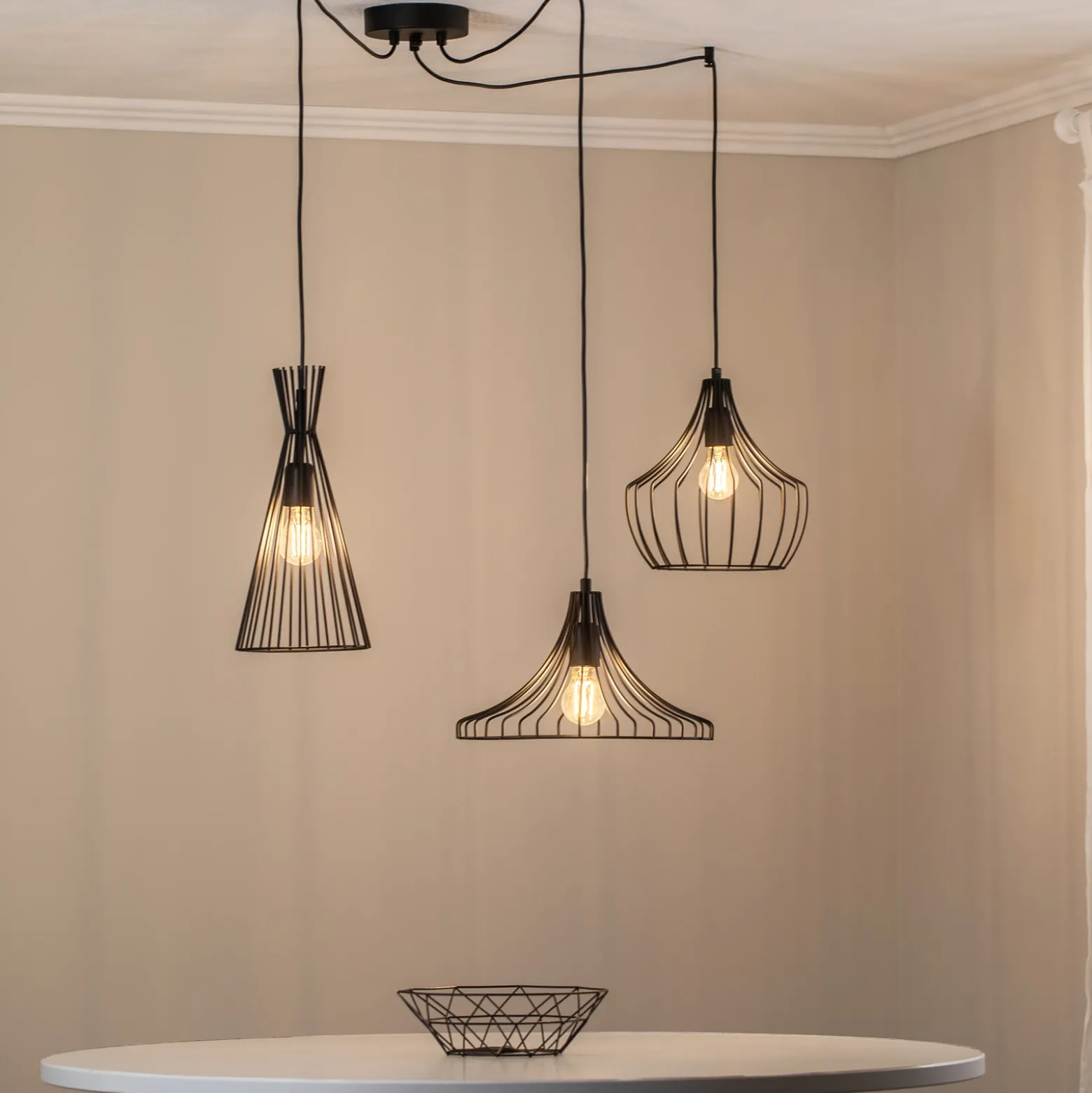 Lámpara colgante Mezopotamya N-1291 3 luces negro