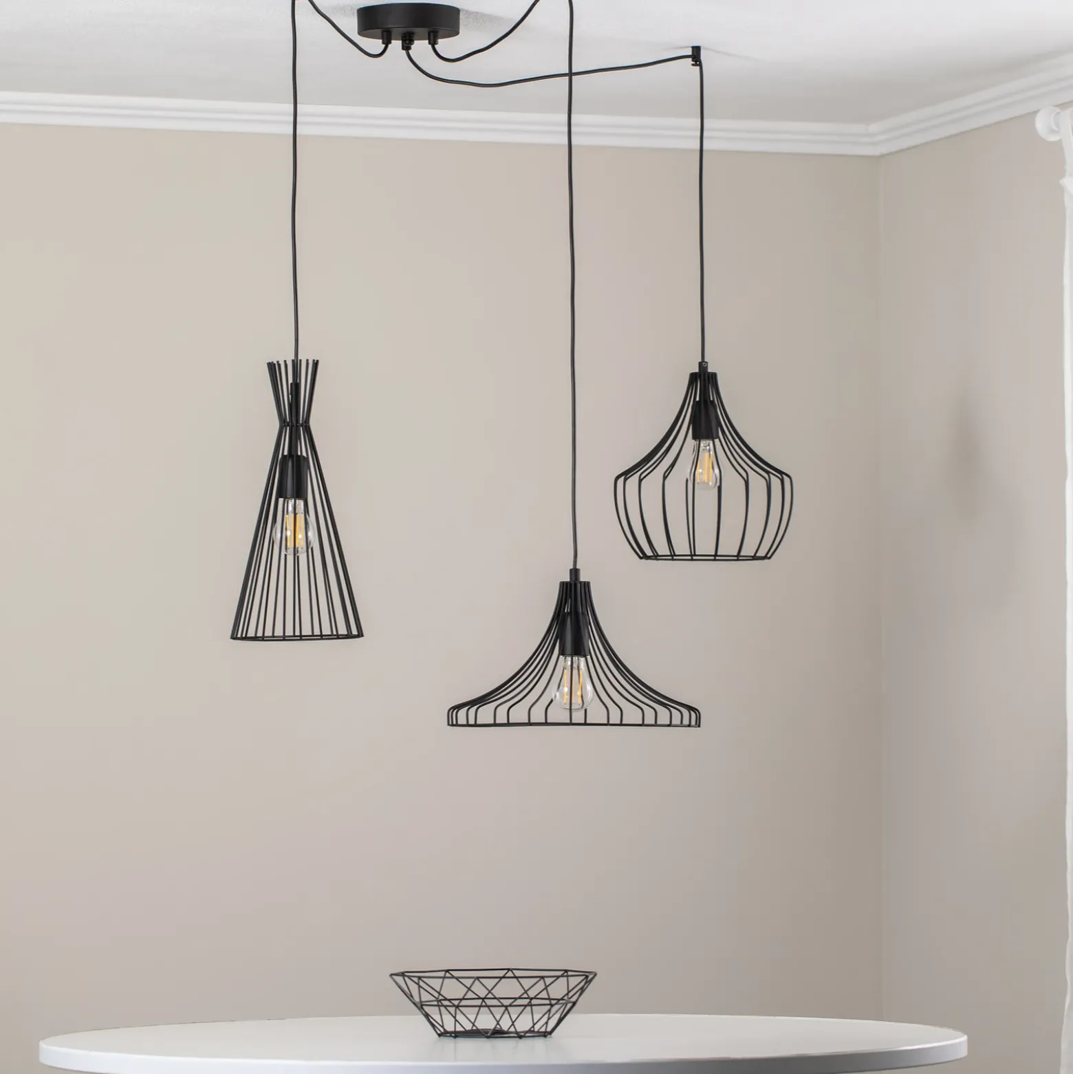 Lámpara colgante Mezopotamya N-1291 3 luces negro