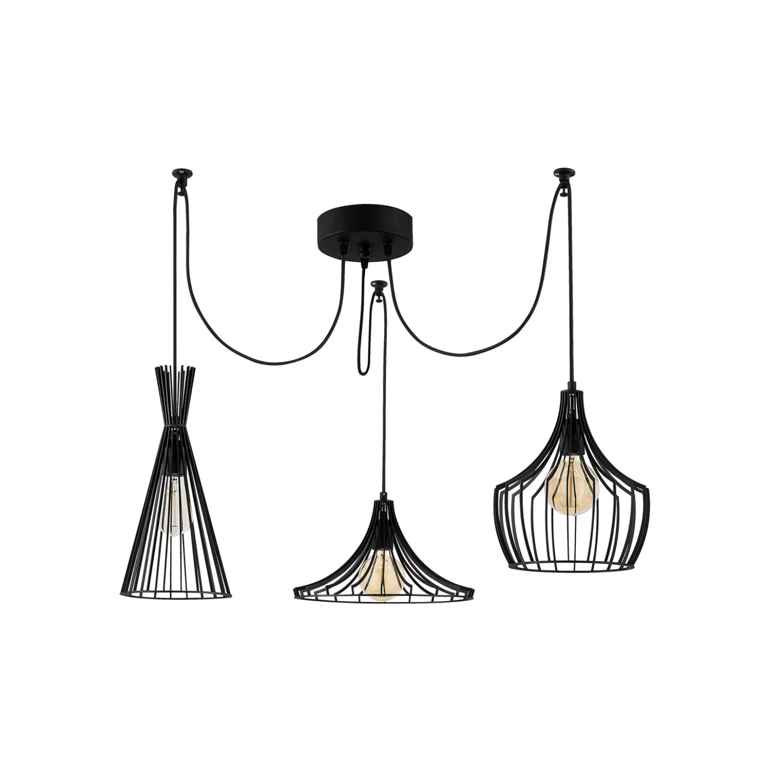 Lámpara colgante Mezopotamya N-1291 3 luces negro