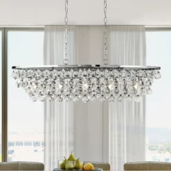 Lámpara colgante Michelle, cromo/claro, cristal, 92 cm, E27