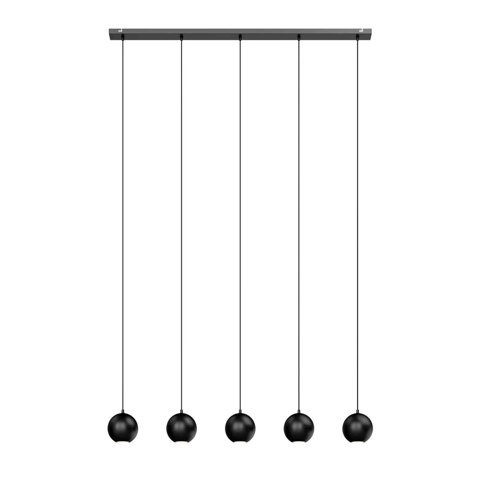 Lámpara colgante Midway, negra, 5 luces, 105 cm de largo, GU10