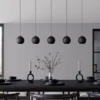 Lámpara colgante Midway, negra, 5 luces, 105 cm de largo, GU10