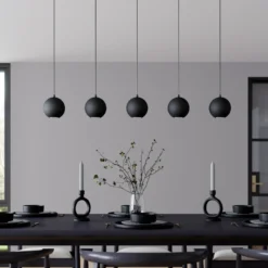 Lámpara colgante Midway, negra, 5 luces, 105 cm de largo, GU10