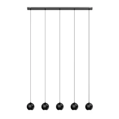 Lámpara colgante Midway, negra, 5 luces, 105 cm de largo, GU10
