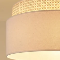 Lámpara colgante Milano, crudo/beige, Ø 45 cm, tejido, E27