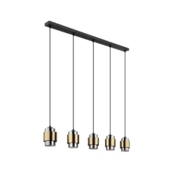 Lámpara colgante Milley, longitud 105 cm, color latón, 5 luces.