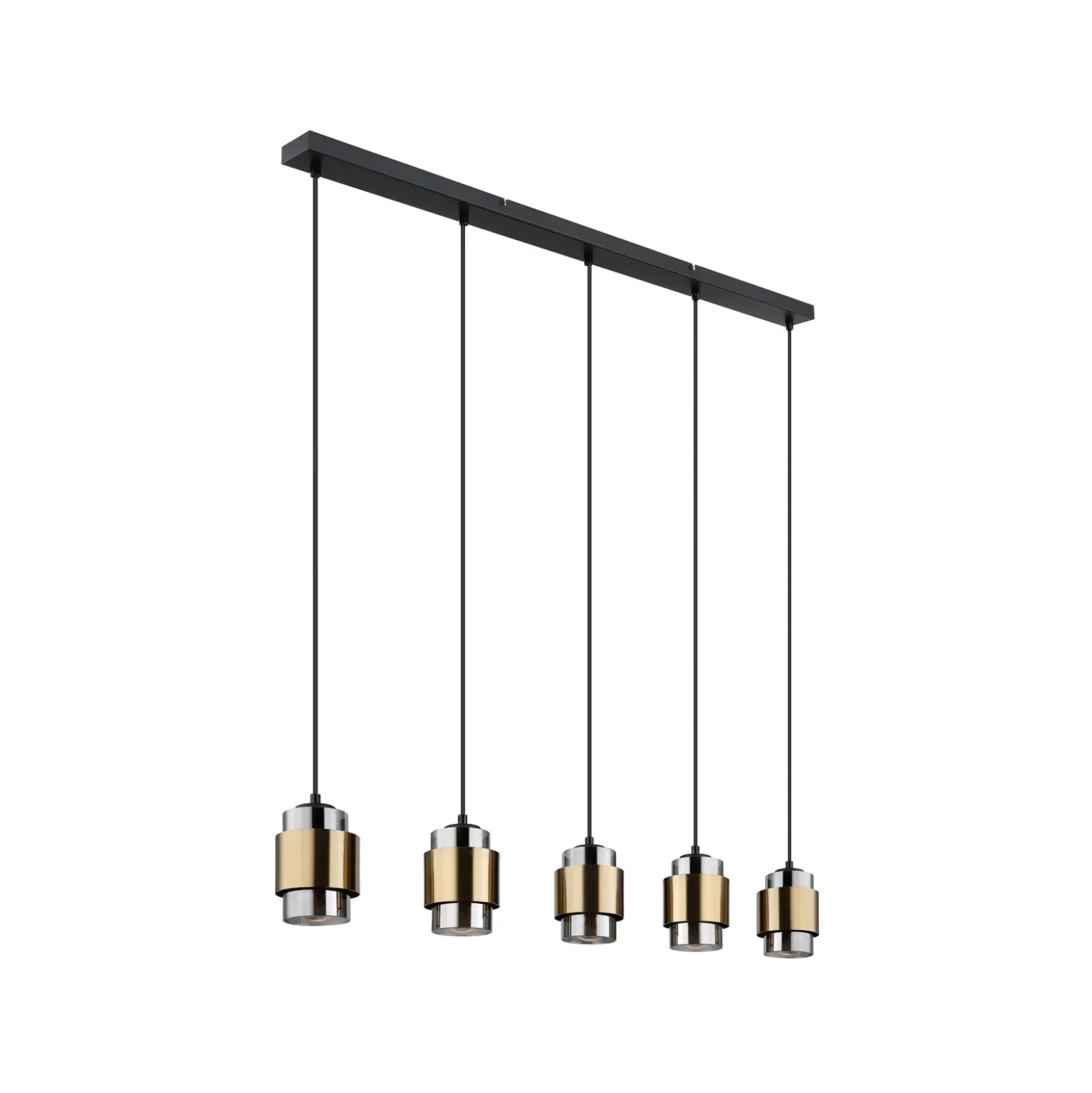 Lámpara colgante Milley, longitud 105 cm, color latón, 5 luces.