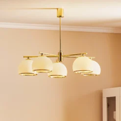 Lámpara colgante Mina, 5 luces, latón