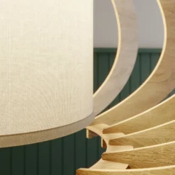 Lámpara colgante Modern A L con láminas de madera, Ø 60 cm