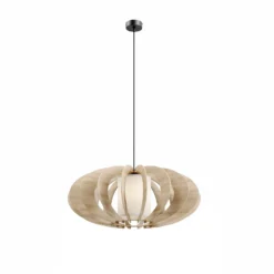 Lámpara colgante Modern A L con láminas de madera, Ø 60 cm