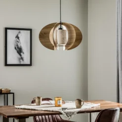 Lámpara colgante Modern C M con láminas de madera Ø 50 cm