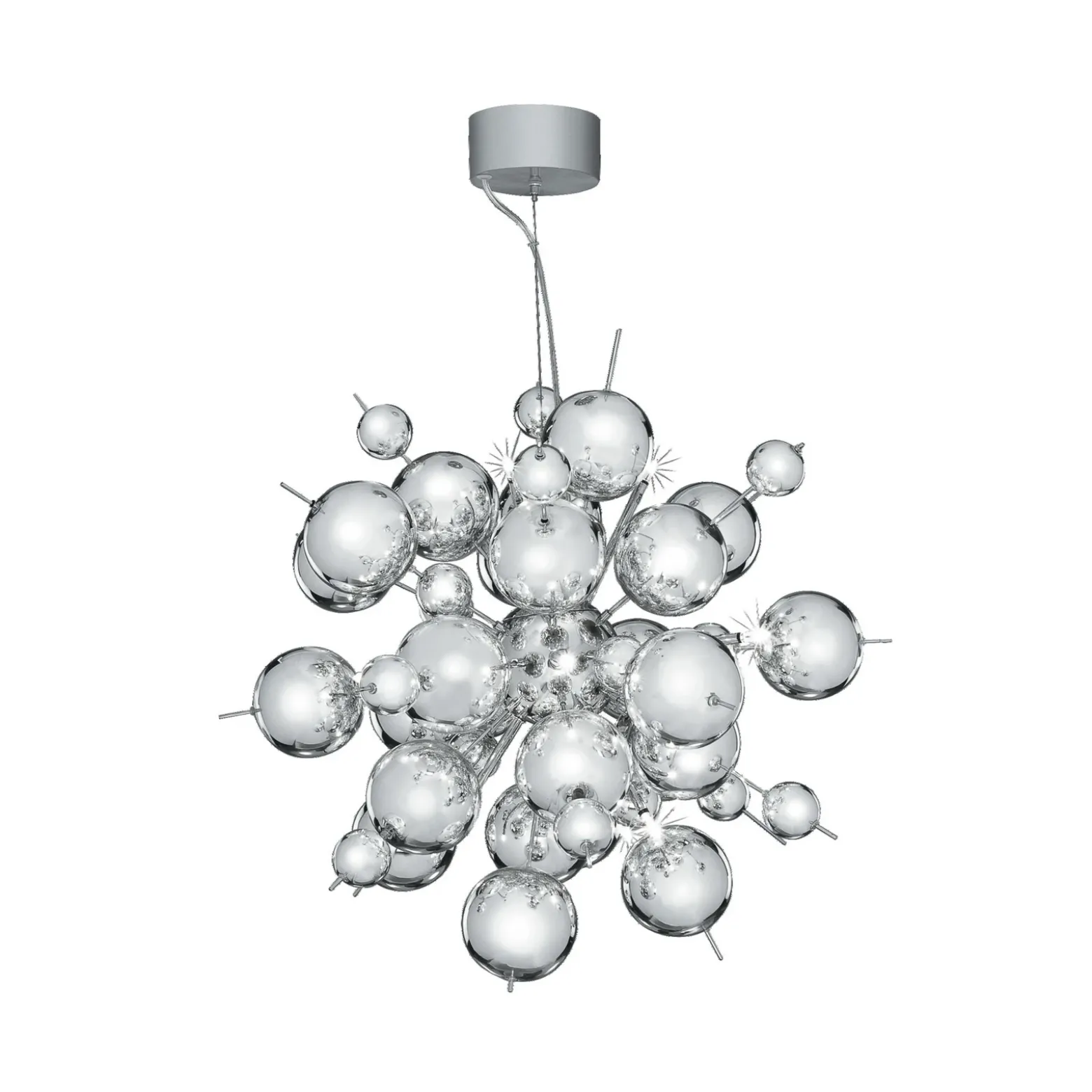 Lámpara colgante Molécula, color cromo, metal, 12 luces, G4