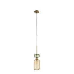 Lámpara colgante Molly, ámbar/dorado, 1 luz, cristal, Ø 12 cm