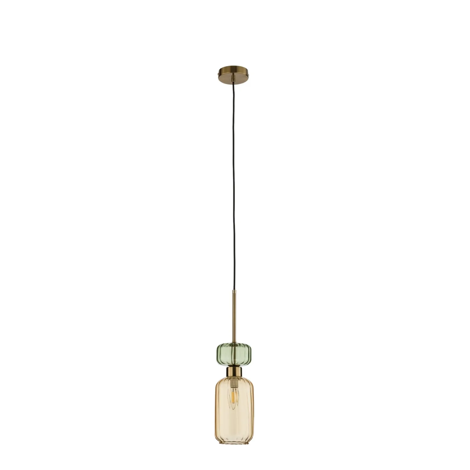 Lámpara colgante Molly, ámbar/dorado, 1 luz, cristal, Ø 12 cm