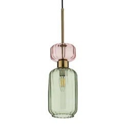 Lámpara colgante Molly, verde/dorado, 1 luz, cristal, Ø 12 cm