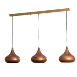 Lámpara colgante Muba, latón antiguo, longitud 120 cm, metal