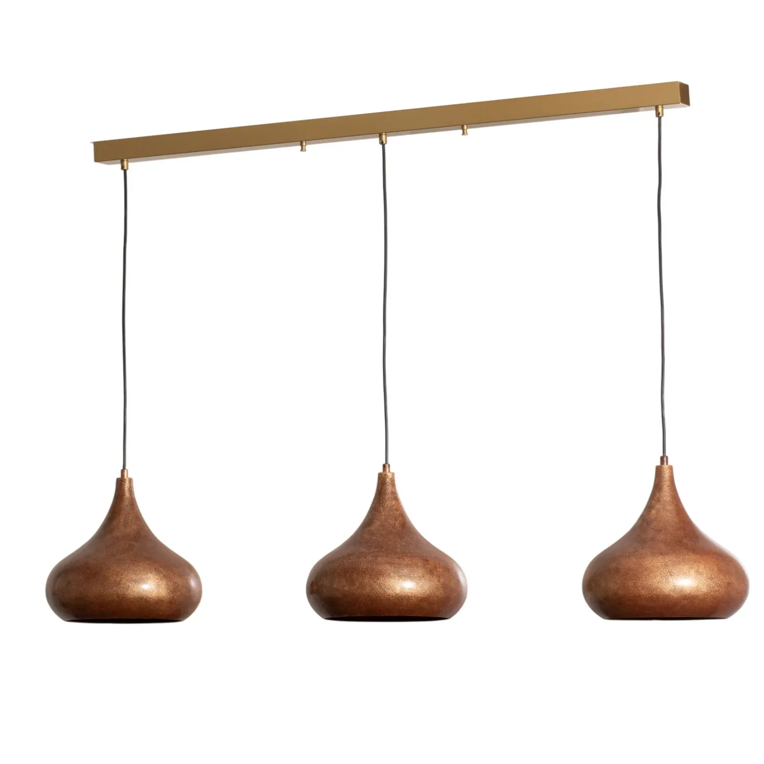 Lámpara colgante Muba, latón antiguo, longitud 120 cm, metal