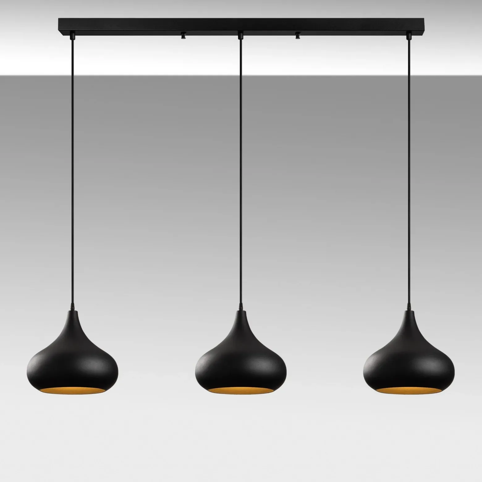 Lámpara colgante Muba, negra, longitud 120 cm, metal