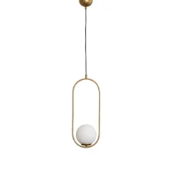 Lámpara colgante Mudoni, dorada/blanca, cristal, metal, E27