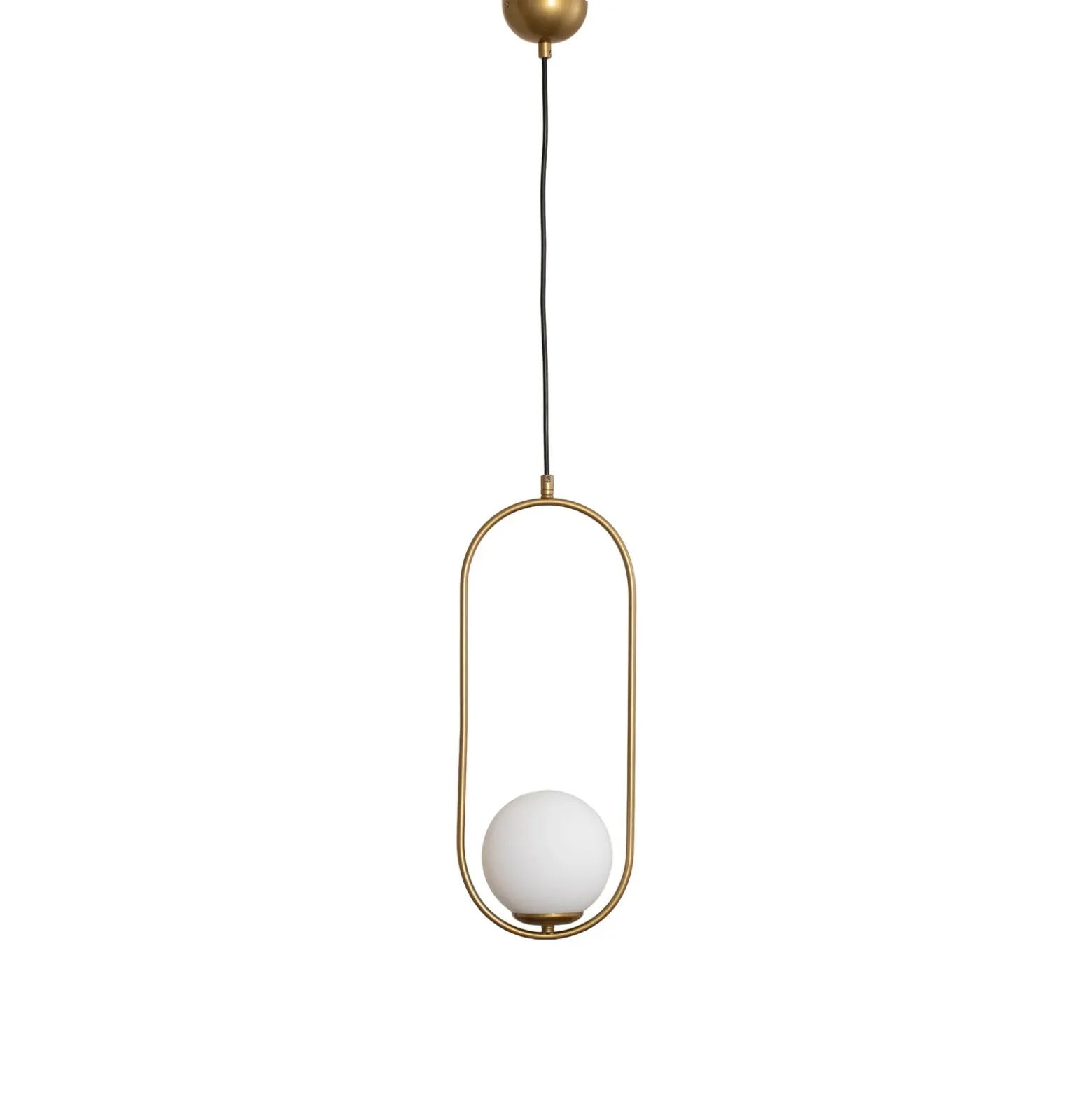 Lámpara colgante Mudoni, dorada/blanca, cristal, metal, E27