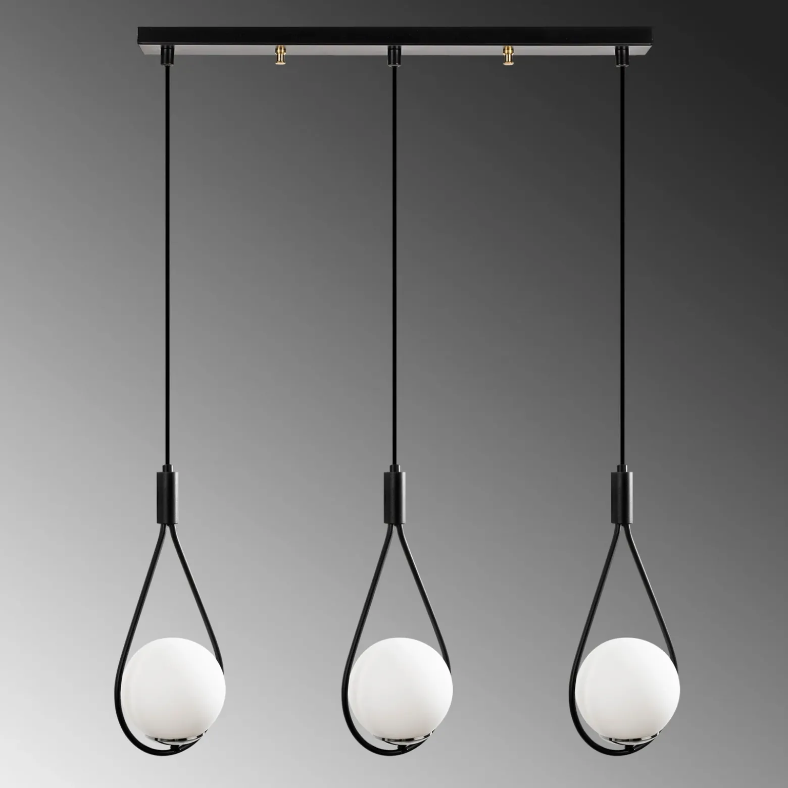 Lámpara colgante Mudoni MR-939 3 luces lineal negro/vidrio ópalo