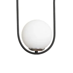 Lámpara colgante Mudoni, negro/blanco, vidrio, metal, E27