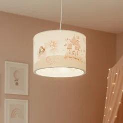 Lámpara colgante «Mundo de las hadas», blanca/rosa, Ø 38 cm, plástico