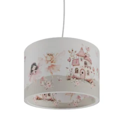 Lámpara colgante «Mundo de las hadas», blanca/rosa, Ø 38 cm, plástico