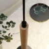 Lámpara colgante Muza, negro/madera clara, Ø 11 cm