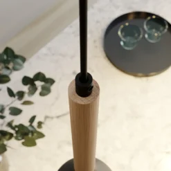 Lámpara colgante Muza, negro/madera clara, Ø 11 cm